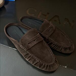 Steve Madden Dark Brown Suede Penny Loafers Slip-On Mules